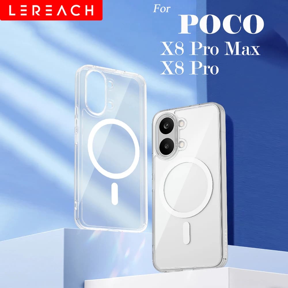 Custodia Magnetica Trasparente Antiurto a 4 Angoli Lereach per POCO X8 Pro Max X8 Pro con Ricarica Wireless