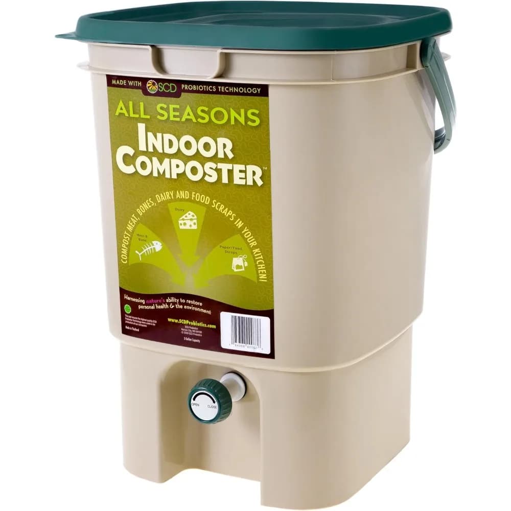 Compostiera da Cucina per Interni da 5 Galloni, Compostatore Bokashi con Coperchio, Rubinetto e Filtro per Piano di Lavoro