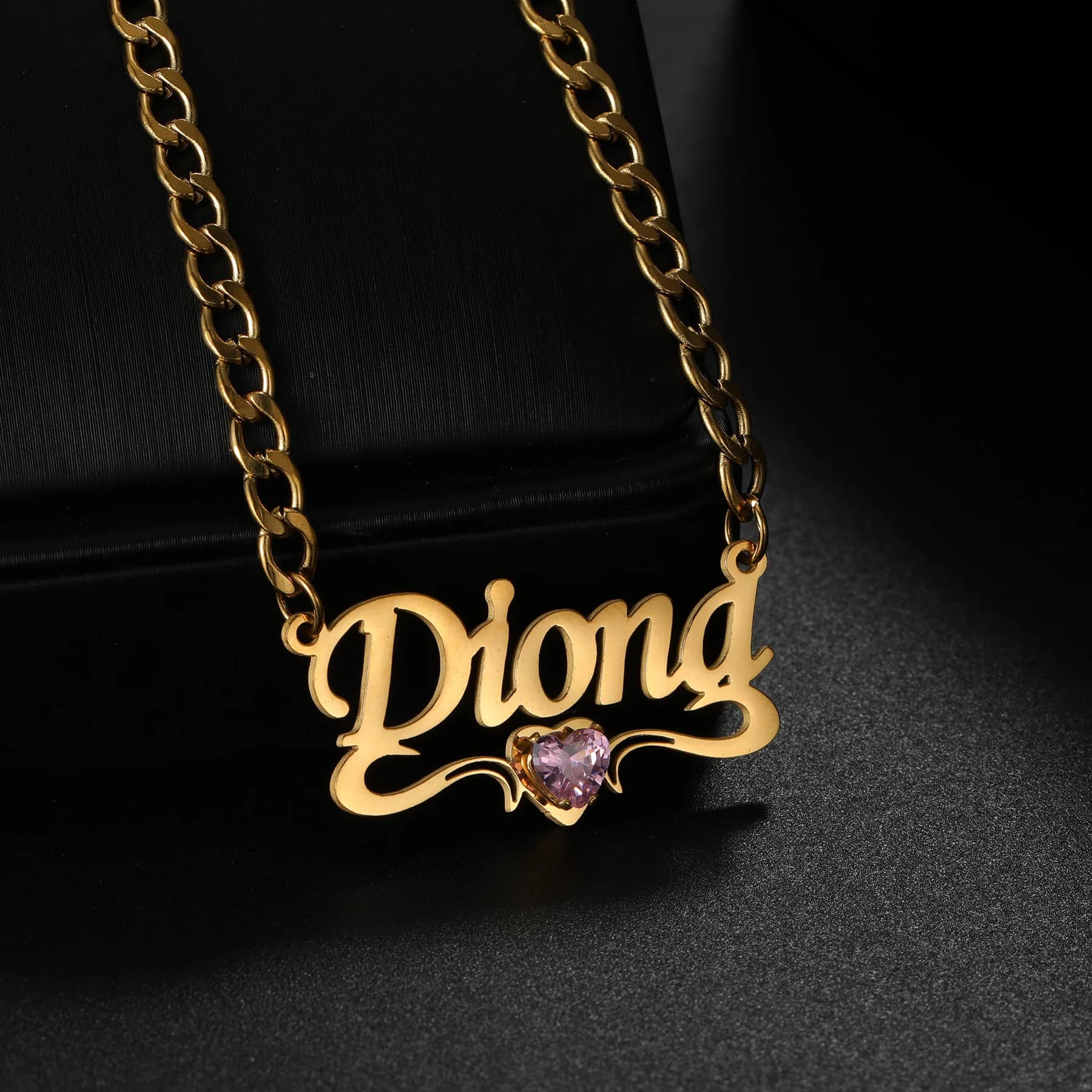 Set di Gioielli Personalizzati con Nome del Bambino, Collana e Braccialetto con Cuore e Pietra Portafortuna, Braccialetto Inciso con Nome per Regalo di Compleanno Mamma-Bambino