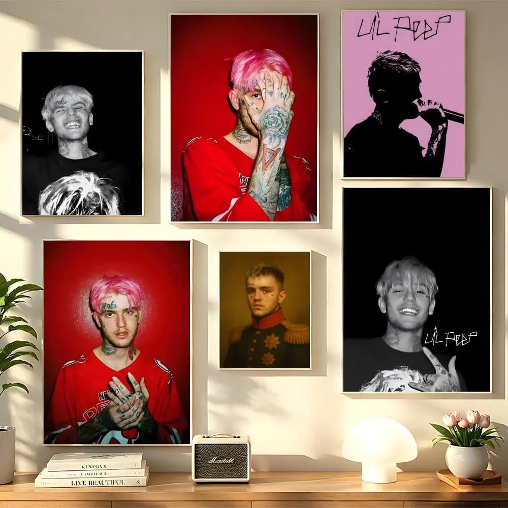 Hip Hop Rapper Lil Peep Painting Calligraphy Poster art art suitable for living room bedroom bar parlor home