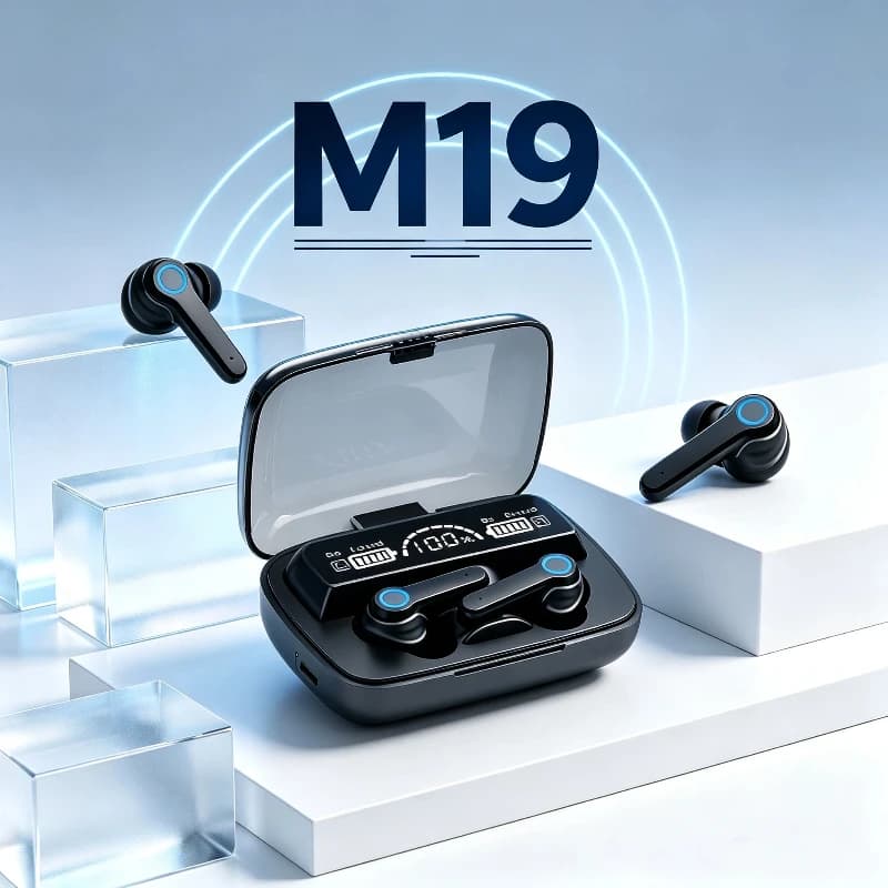 M19 TWS Bluetooth Headphones 5.3 9D High Fidelity Wireless Headphones Touch IPX7 Waterproof Headphones