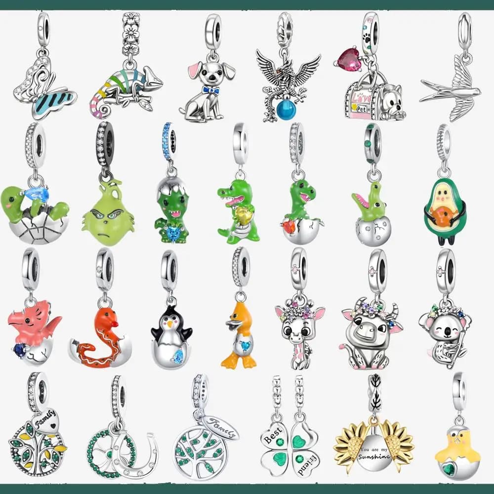 Cute Animal Hatchling 925 Sterling Silver Dinosaur Egg&Reptile Dangle Charms Fit Original Bracelet Beads Women Jewelry DIY Gift