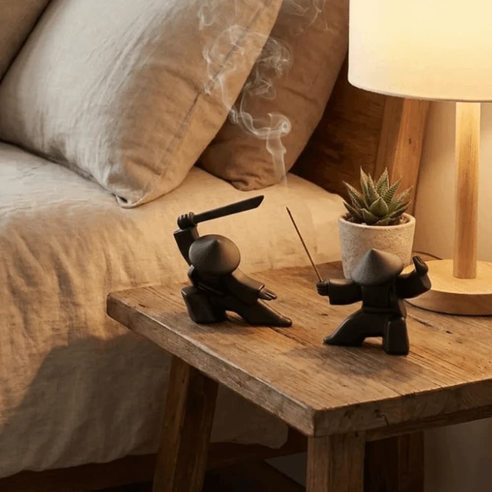 2PCS 3D Printed Samurai Incense Holder Unique Samurai Figurine Incense Stick Burner Plastic Incense Burner Zen Atmosphere