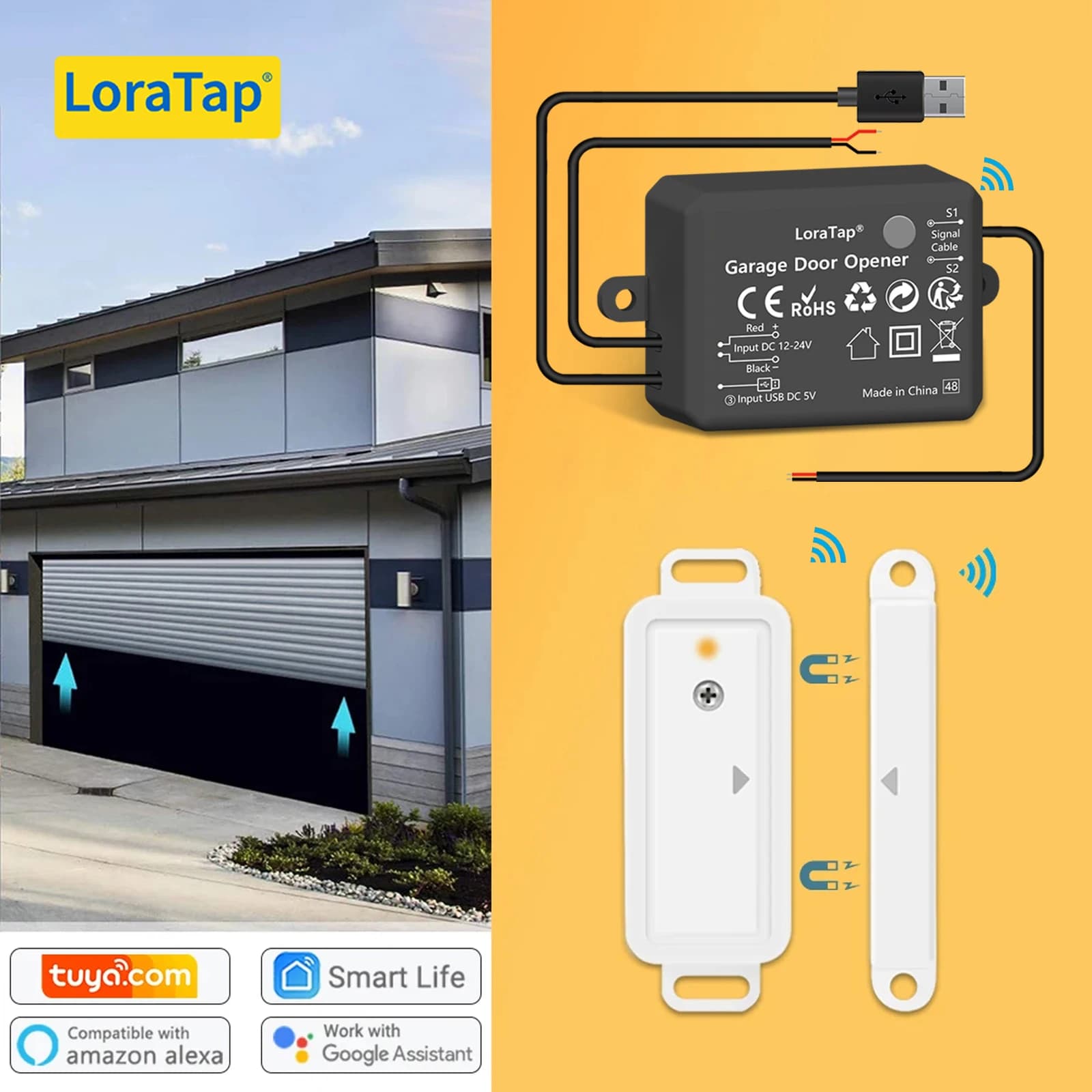 Tuya Smart Life Porta Del Garage Sensore Senza Fili Apri Controller Interruttore WiFi Alexa Echo Google Home Fai Da Te Portale Vocale di Controllo Remoto