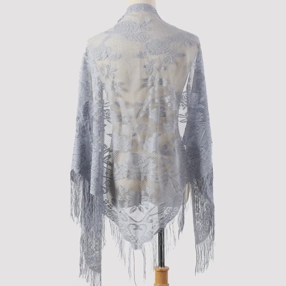 Tassel Patchwork Women Tulle Shawl V-Neck Cardigans With Tassel Wedding Bridal Shawl Hollow Multicolored Mantilla Lace Veil