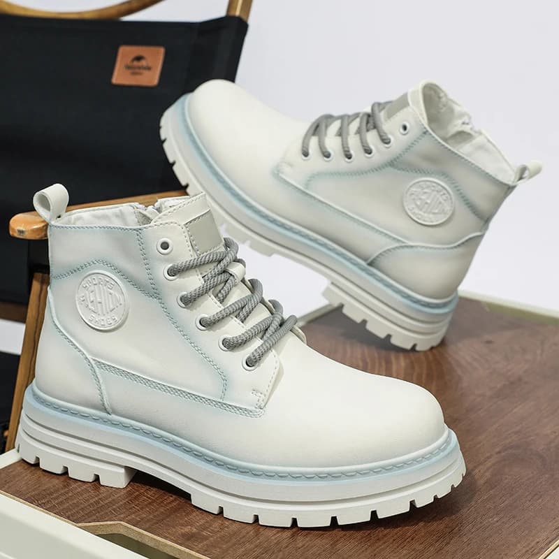 Motorcycle Work Boots Men's Original Comfy Shoes Outdoor Hiking Leather Casual Shoes For Men Basic Boots Waterproof Yellow Boots