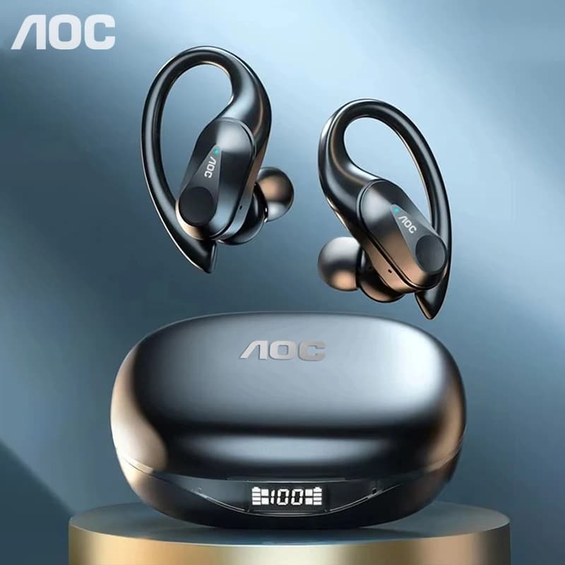 Choice AOC Sports Headset Wireless Bluetooth 6.0 Waterproof with Battery LED Display Low Latency Gaming Headphones LP75