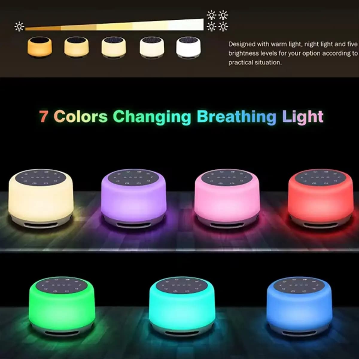 M85K Portable Sleep Sound Machine White Noise Machine with RGB Night Light for Baby