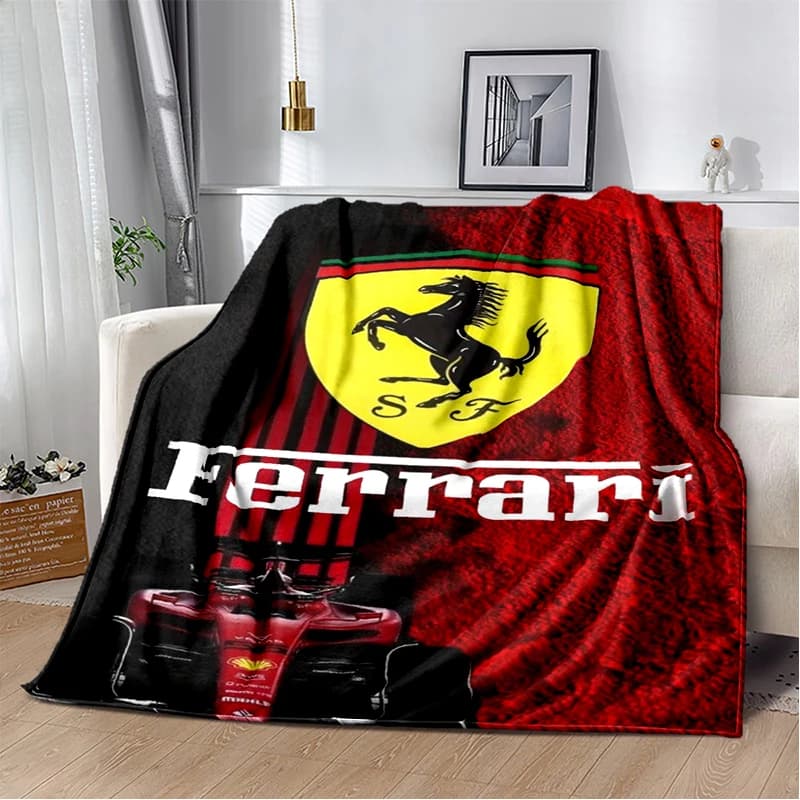 Coperta in flanella per auto da corsa 3D F-Ferrari Coupe Coperta morbida e calda per camera da letto Soggiorno Letto Viaggi Campeggio Picnic Regalo