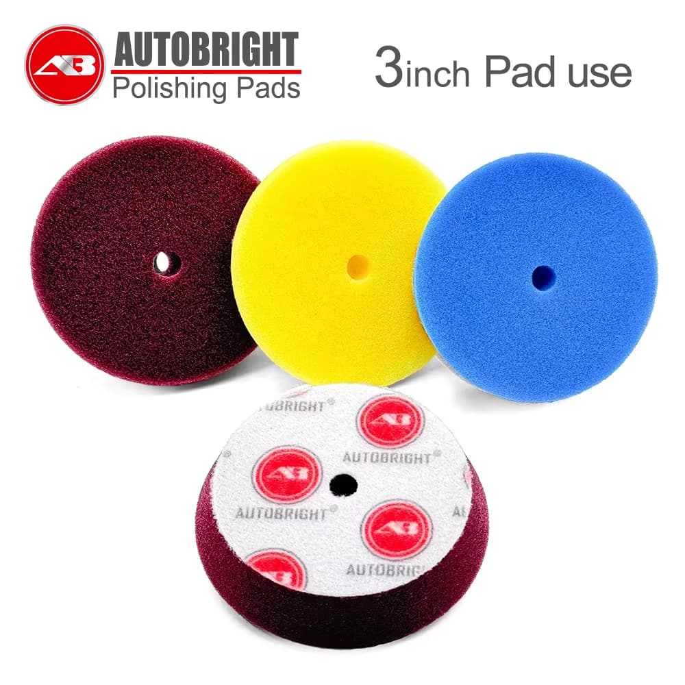 AUTOBRIGHT tamponi in spugna per lucidatura per auto da 3 pollici lucidatura professionale taglio finitura macchina per schiuma lavorazione disco composto di cera