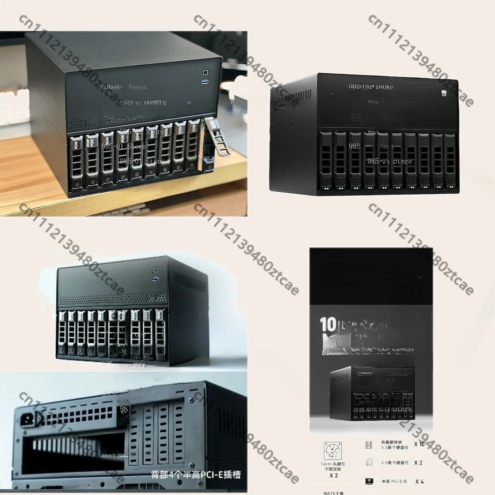 Micro ATX NAS Case 10+2 Drive Bays 1U PCIe PSU for DIY Network Storage