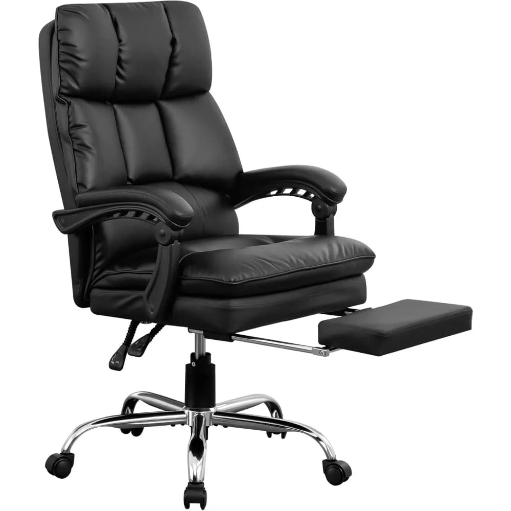 Sedia da ufficio grande e alta Garvee, sedia da gioco in pelle con schienale alto con poggiapiedi, sedia ergonomica per computer con supporto lombare e testa