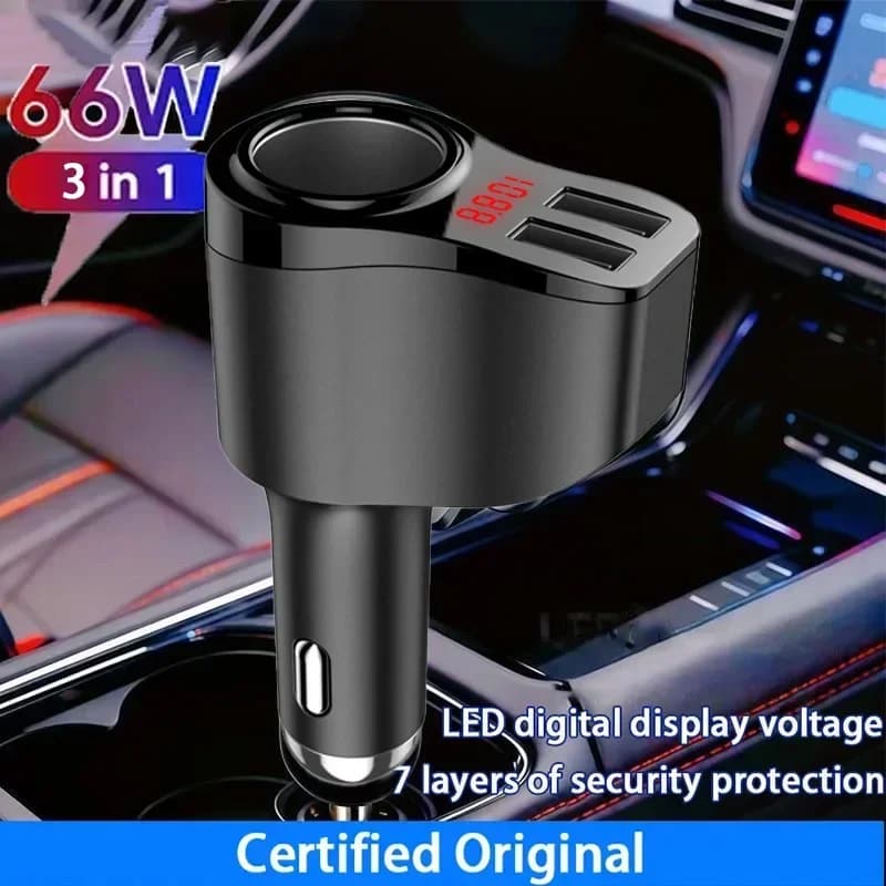 【Supporto per dash cam】 Caricabatterie per auto, ricarica rapida, adattatore per accendisigari, porta USB multifunzionale per auto