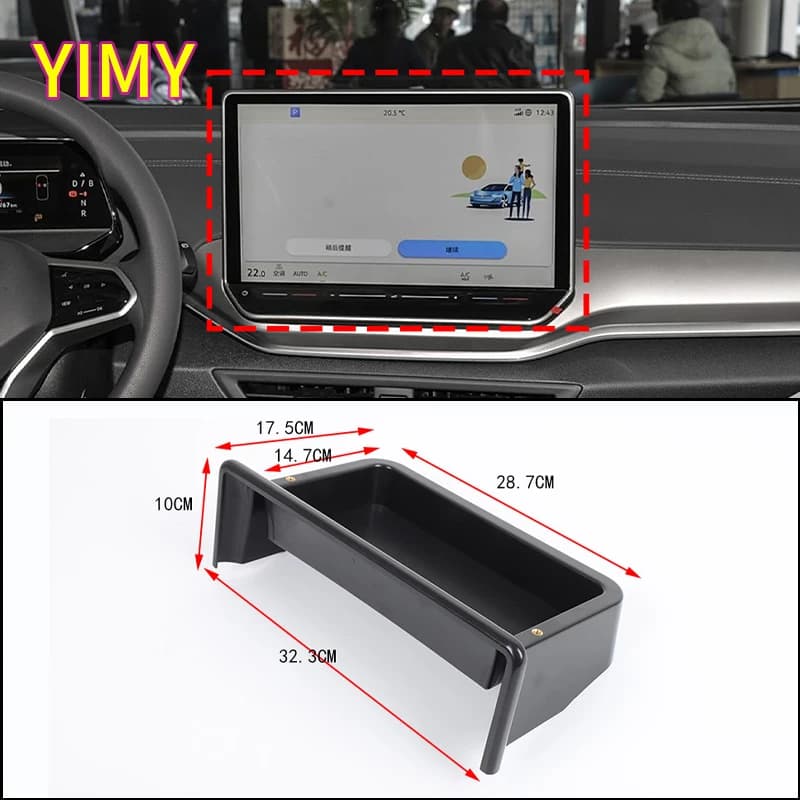 Scatola portaoggetti per auto con schermo da 12,9 pollici con supporto per telefono Supporti per telefono Base Scatola di immagazzinaggio multifunzionale per Volkswagen ID.4 ID4 CROZZ 2025