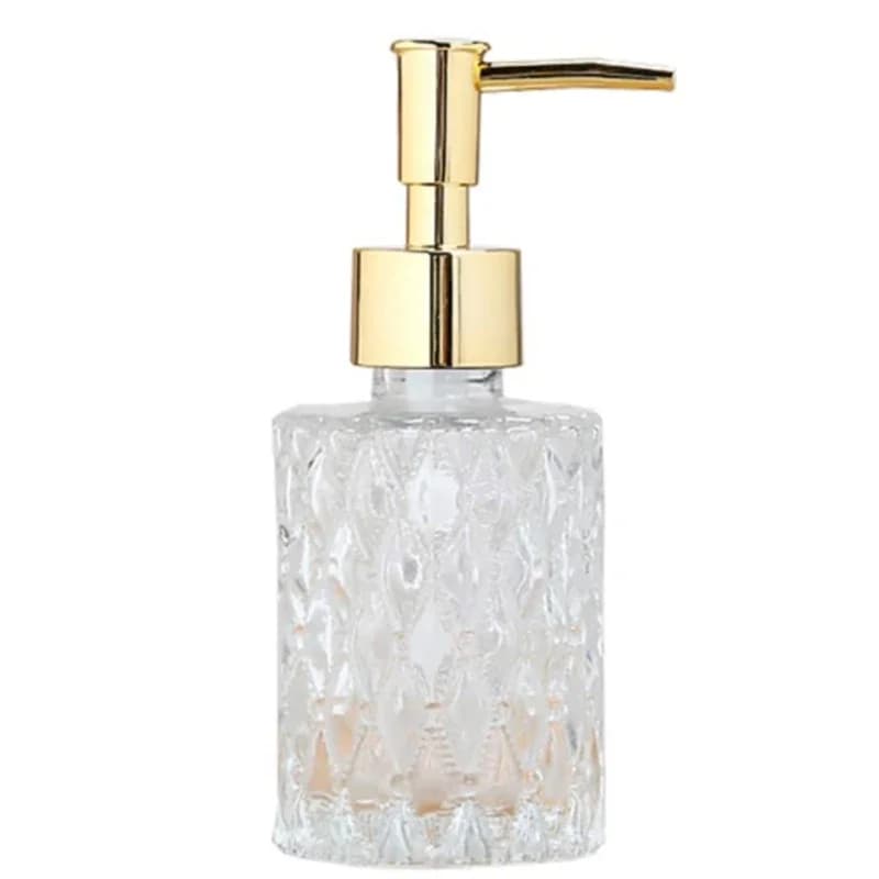 Dispenser di sapone Mesa multiuso Dispenser con pompa per sapone in vetro facile da pulire, perfetto per cucina e bagno (Oro)