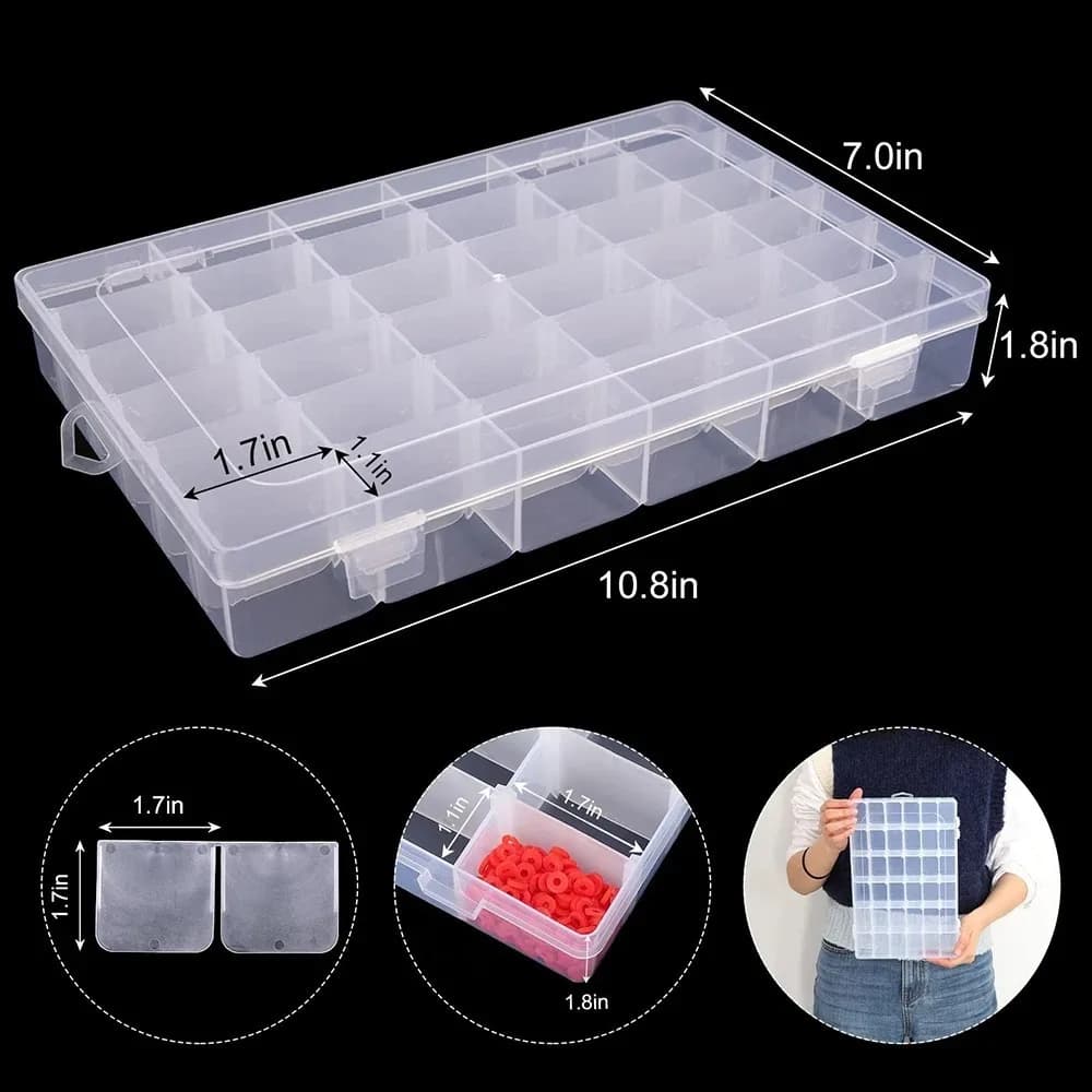 24/36 Grills Storage box Detachable grill Plastic fishing equipment box Transparent design Craft Organizer Use in workshops