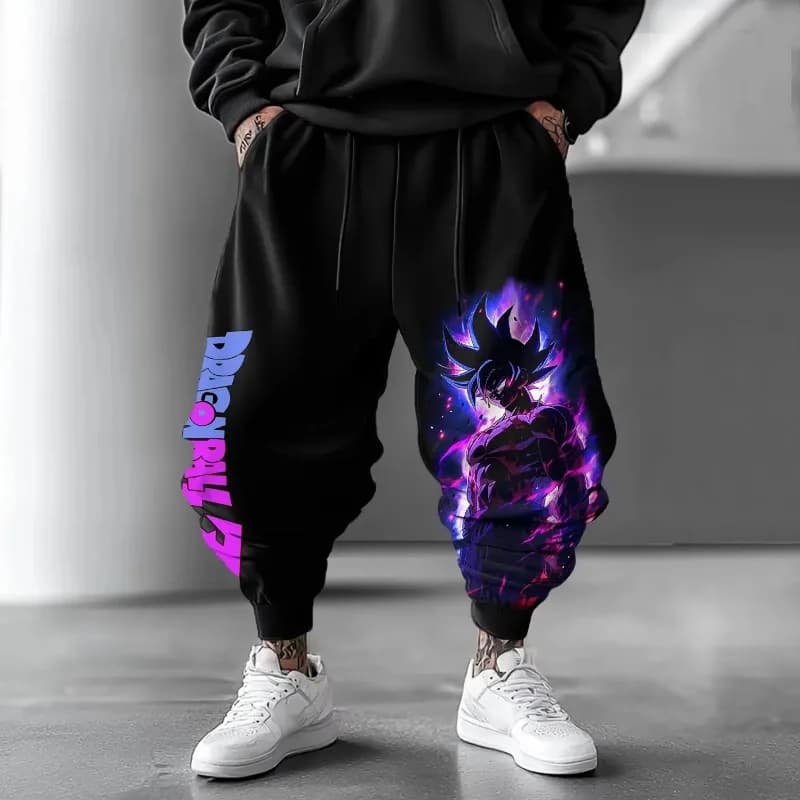Dragon Ball Animation GOKU Pantaloni sportivi con stampa periferica Pantaloni sportivi larghi Autunno/Inverno Pantaloni in cotone da uomo e da donna
