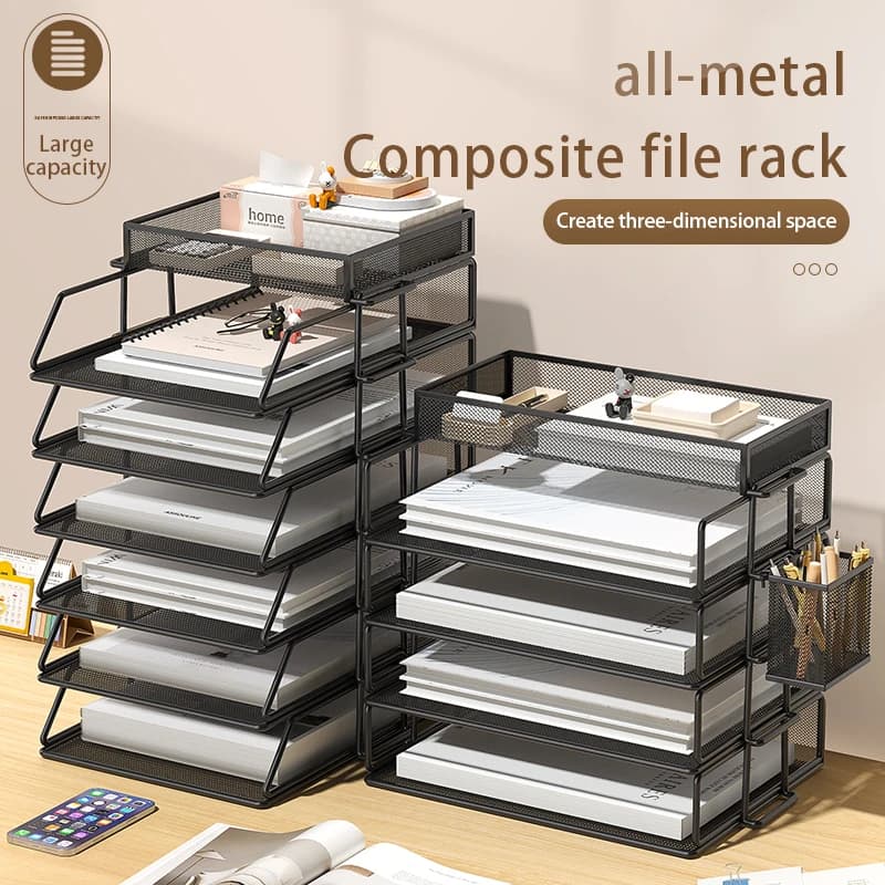 Metal tableware holder, library, office document box, multi-layered iron document holder structure, data storage, folder shelf