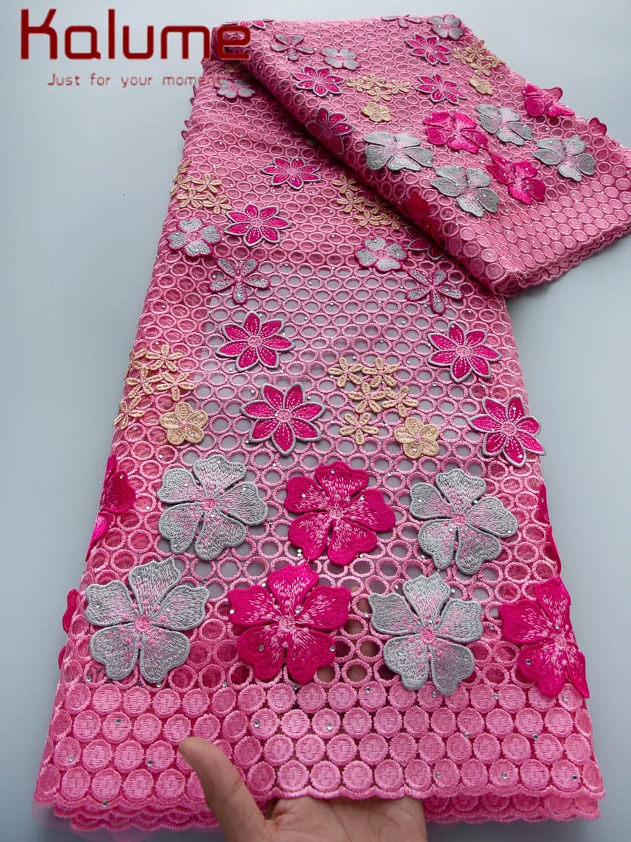Kalume Nigerian Lace Fabric High Quality 5 Yards Water Soluble Knitted 2026 African Cord Guipure Lace Fabric for Sewing 4952