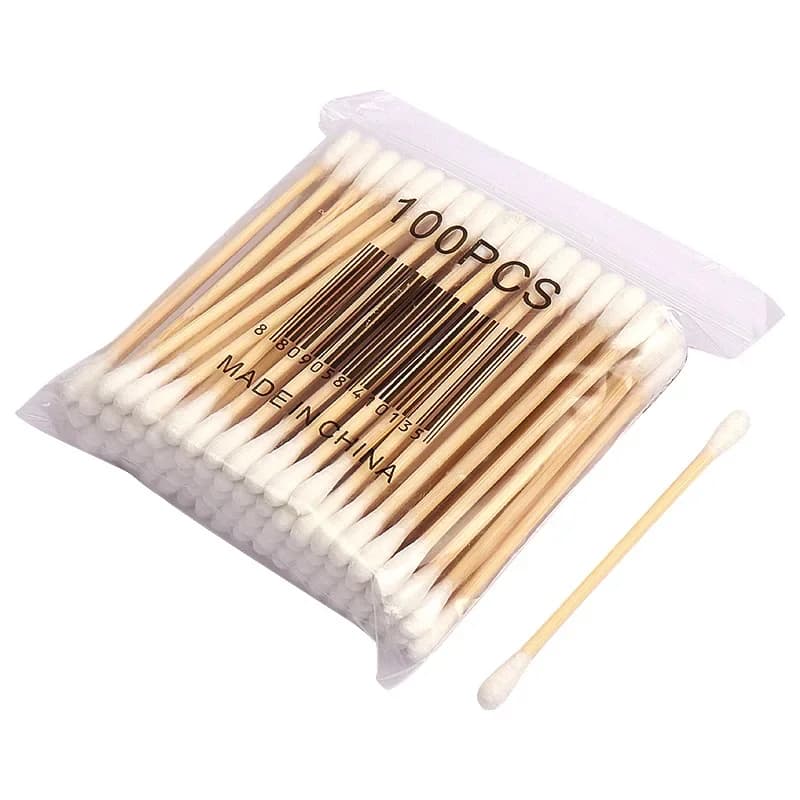 500/1000 pcs Double Head Wood Cotton Sweatshirts for nose and ear cleaning Tools for women makeup Remove lipstick Sticks with cotton tip