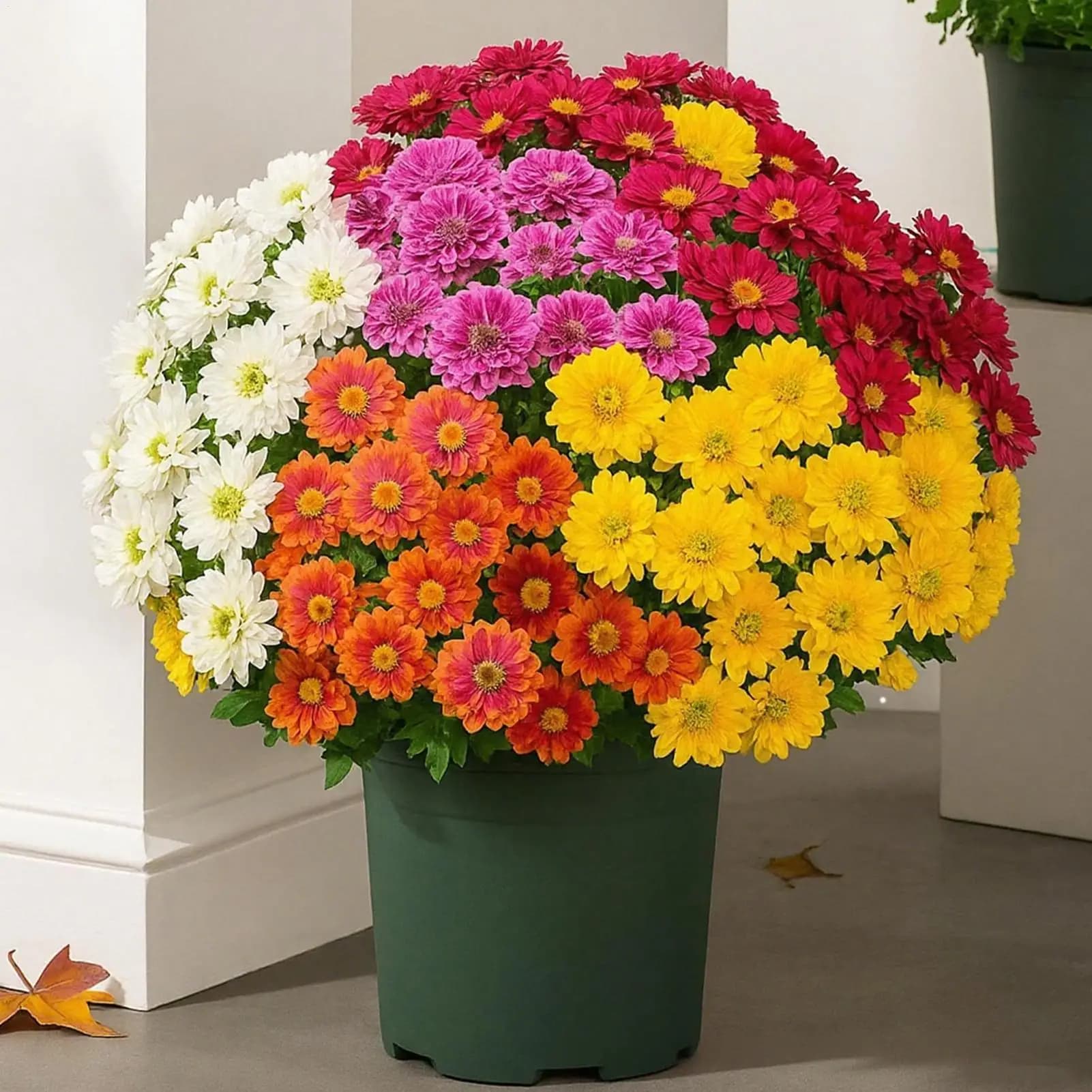 Artificial Mums for Outdoors 10-Bundle Artificial Outdoor Sunset Mums Fall Flowers Weather Resistant Plants Home Decorations for
