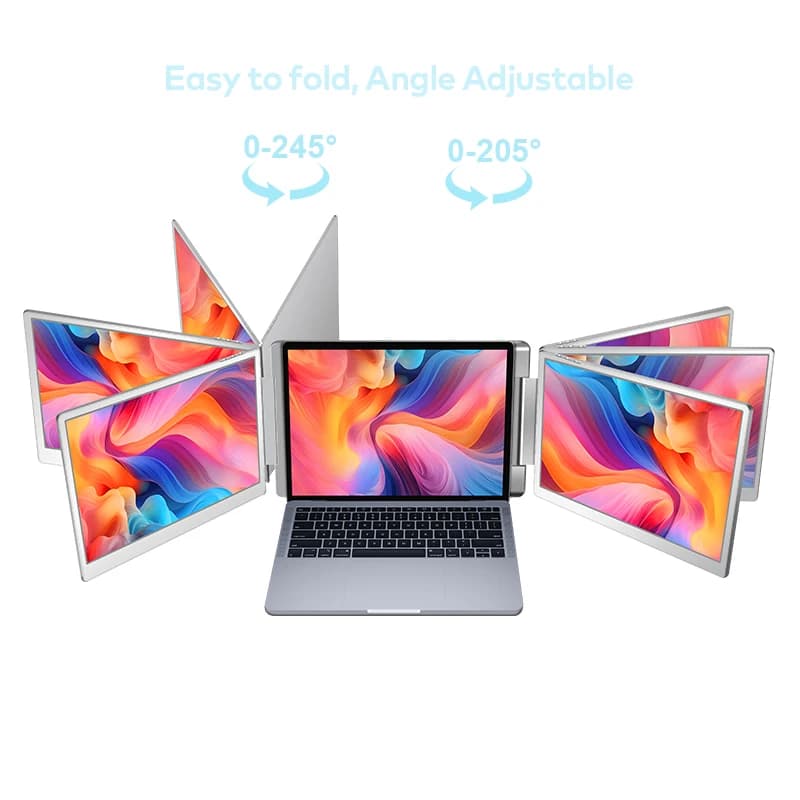 Monitor LCD portatile con display a doppio schermo Compatibile da 14 pollici Mac/Win/Laptop cromato da 12-17 pollici con supporto regolabile