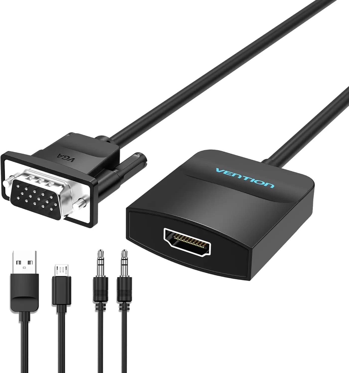 Adattatore VGA a HDMI 1.5FT 1080P con Cavo Audio e Micro USB, da Maschio a Femmina per PC, Monitor, HDTV