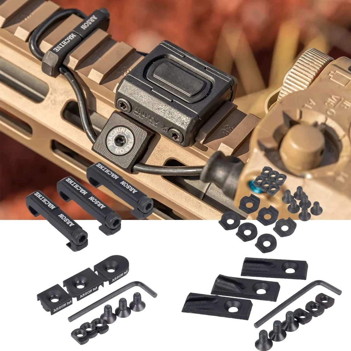 Sistema di gestione cavi Arson Machine 3PCS M-LOK per luci tattiche M300 M600 PEQ-15 su guida Picatinny