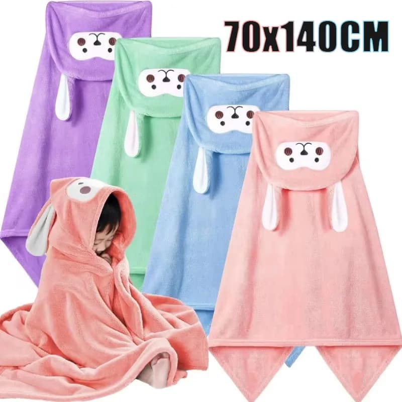Bathroom towel with hood 70x140 cm Super soft coral towel Highly absorbent Do not spread Bathrobe Baby towel Shower Swimming