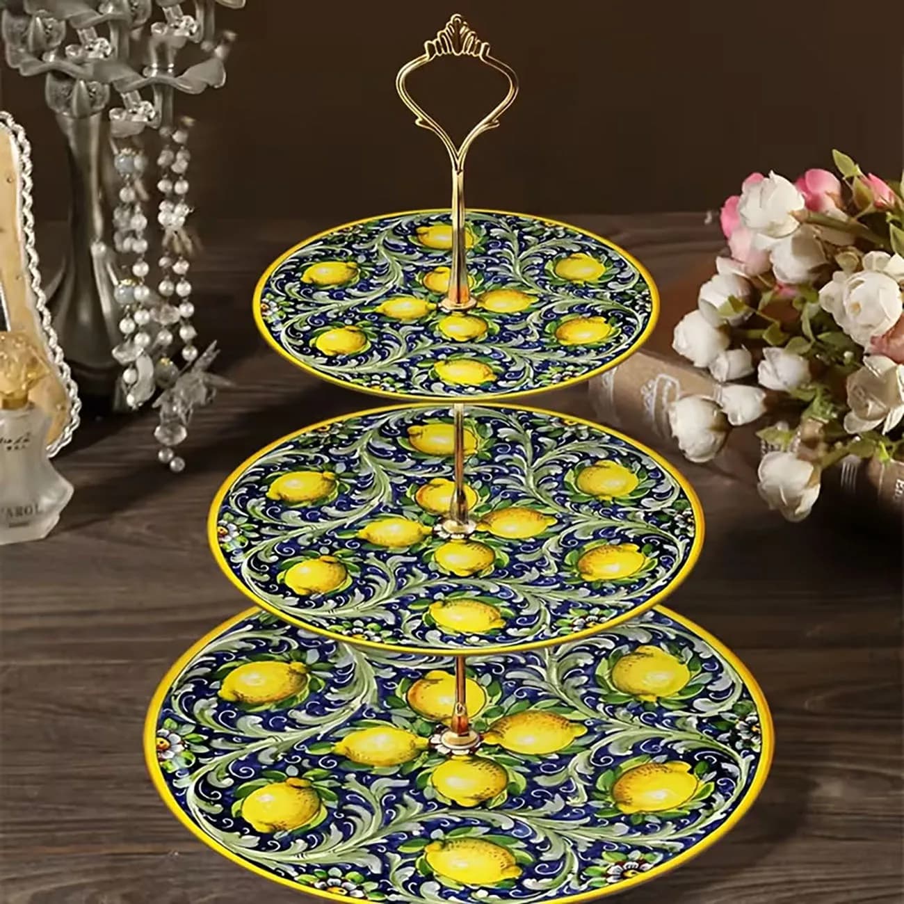 1 3-layer wooden display tray, easy to assemble without tools, suitable for various party and tea gathering scenes