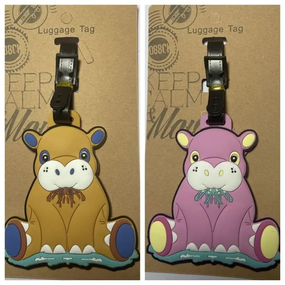 Etichetta per bagagli da viaggio in silicone Kawaii Pinguino Ippopotamo Borsa riutilizzabile Etichette per valigie Porta indirizzo ID valigia animale cartone animato portatile
