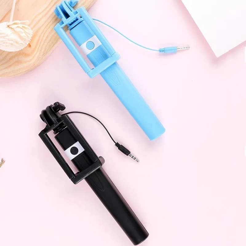 New Selfie Stick controlled by pink/blue/black thread suitable for narrowing type C plug 18cm Stretch 74cm Mini Selfie Stick Portable