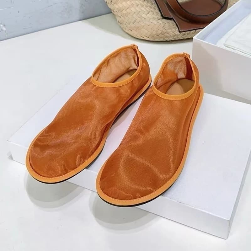 Nuove donne punta tonda mocassini con tacco piatto ventilazione a rete scarpe da balletto tinta unita scarpe da vacanza leggere estive scarpe singole