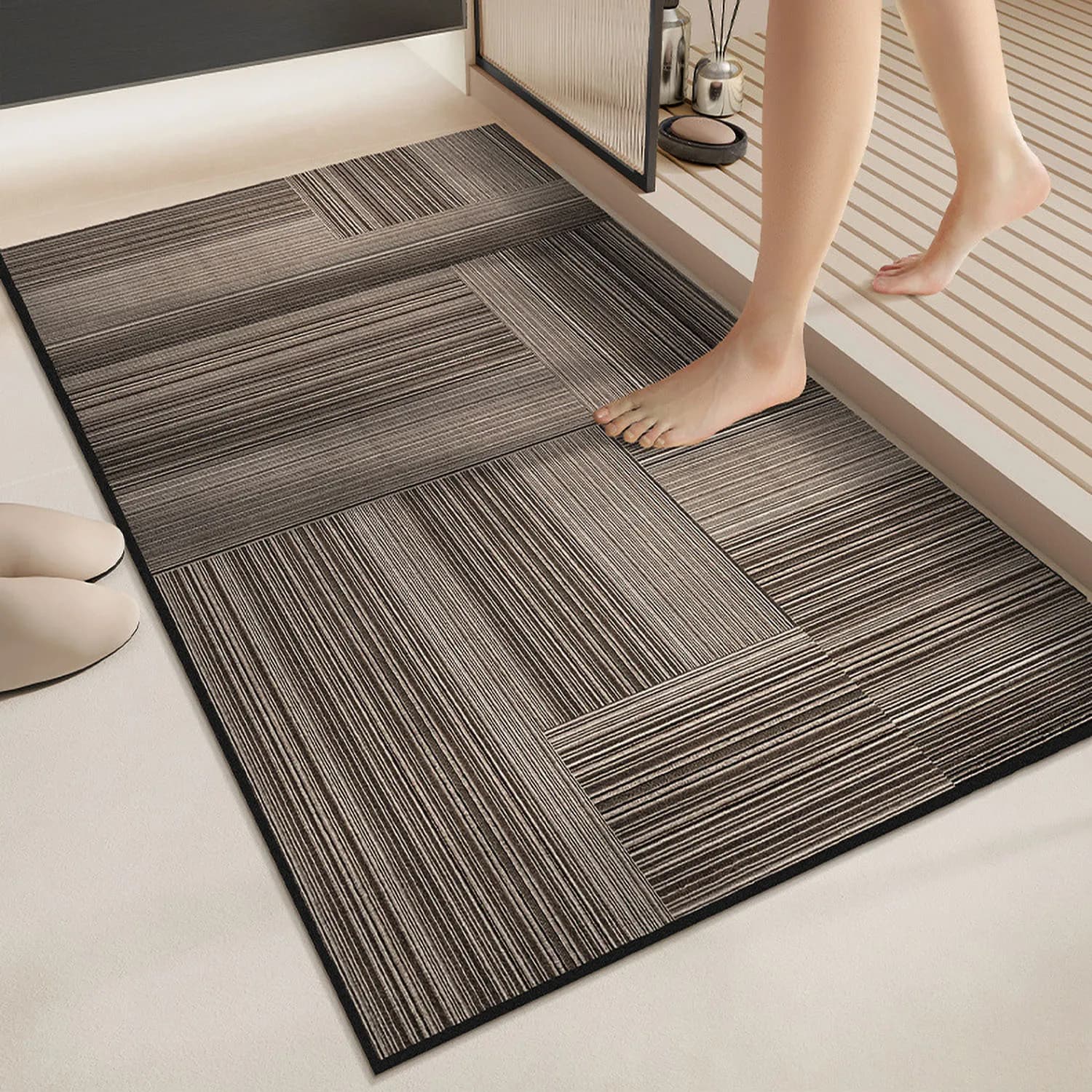 Nuovo stile moderno conciso bagno antiscivolo tappetino in diatomea tappeto da bagno accessori per la casa tappetino rettangolare per assorbimento d'acqua asciugatura rapida