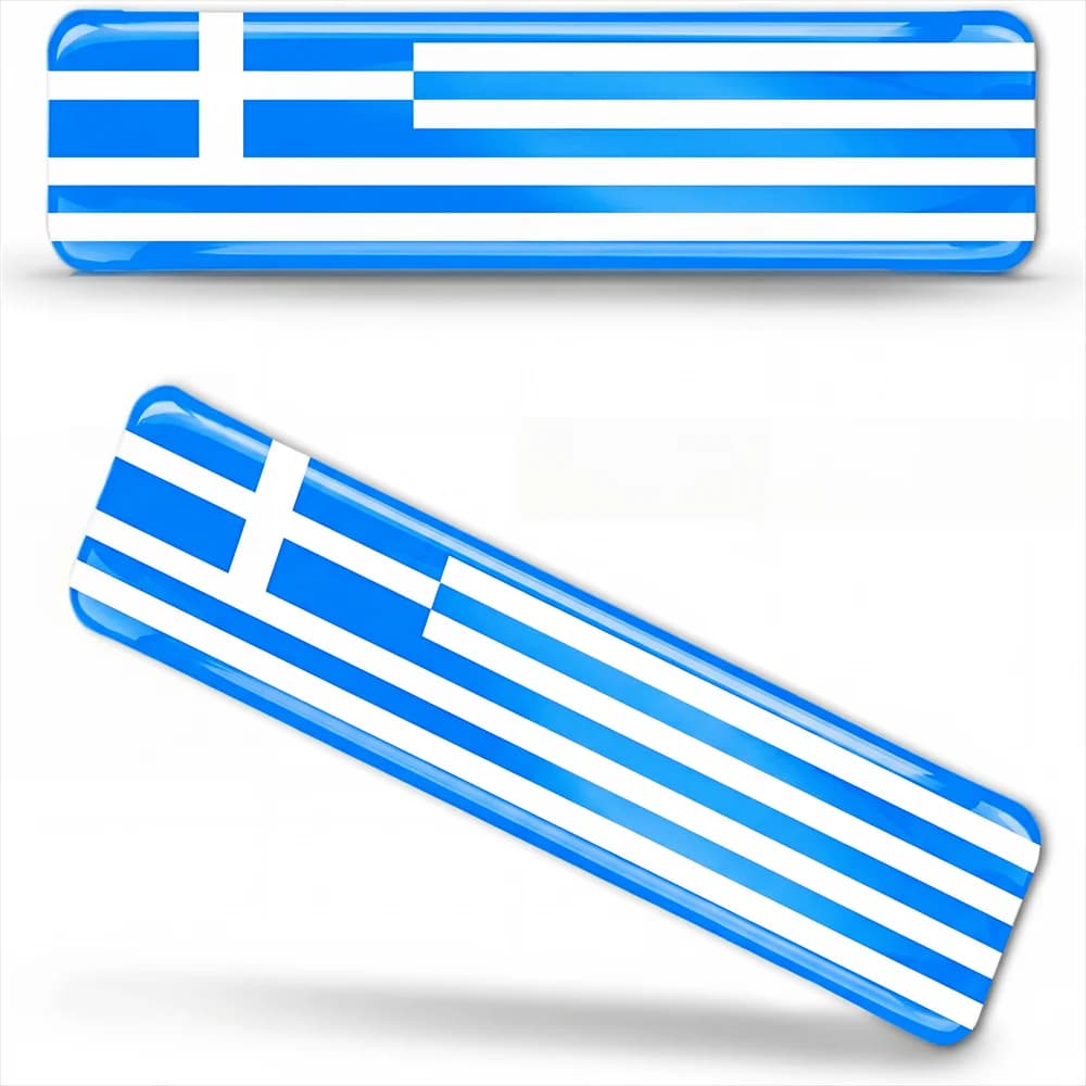 2 adesivi in silicone 3D a cupola con bandiera nazionale greca per auto, moto, casco, cellulare, tablet, valigia