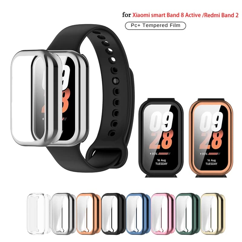 Custodia placcata per Redmi Smart Band 2 Custodia protettiva in TPU resistente al paraurti completo per protezione schermo antigraffio attivo Xiaomi Band 8