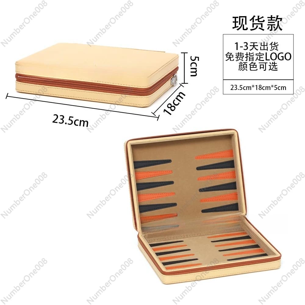 Set di Scacchi in Pelle PU, Custodia da Viaggio Portatile per Pezzi, Dadi e Tavola da Gioco, Lussuosa Scatola Regalo Pieghevole