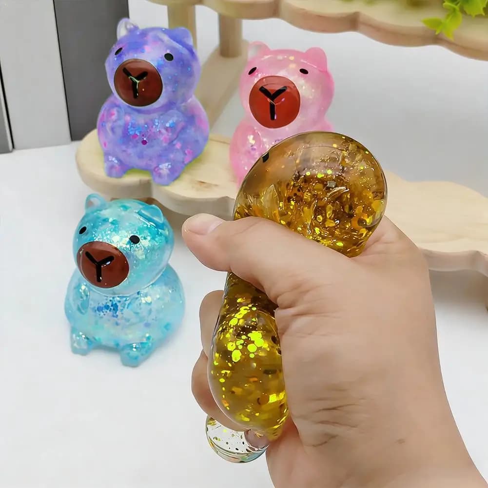 Nuovo Giocattolo Antistress Glitterato a Forma di Capibara 2026, Morbido Giocattolo Gummy con Glitter, Giocattoli Antistress a Bassa Resilienza, Pallina di Pasta, Decorazione per la Casa