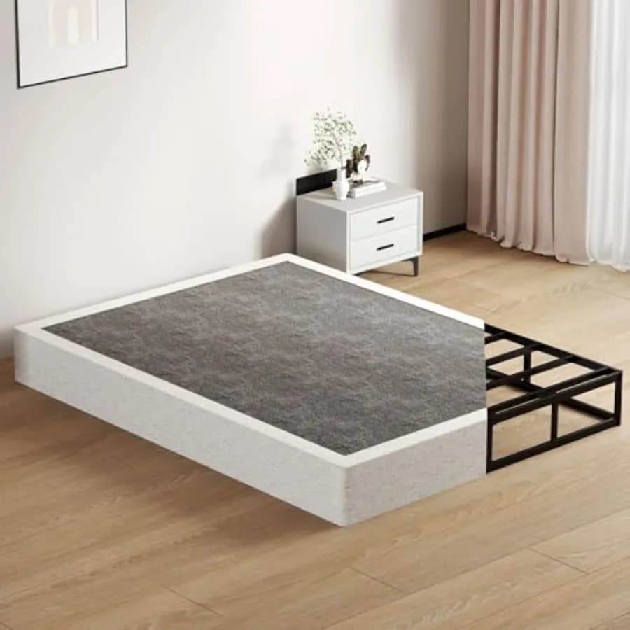 King Size Metal Bed Base - 9 Inch High Profile Black Spring Box, Non-slip, For King mattress