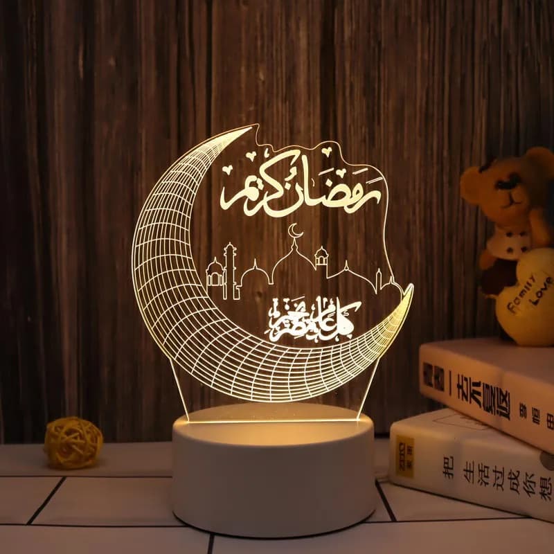 Decorazione EID Mubarak, Luce Notturna LED 3D in Acrilico, Decorazione Ramadan 2026 per Casa, Ramadan Kareem, Festa Islamica Musulmana, Regali Eid Al Adha