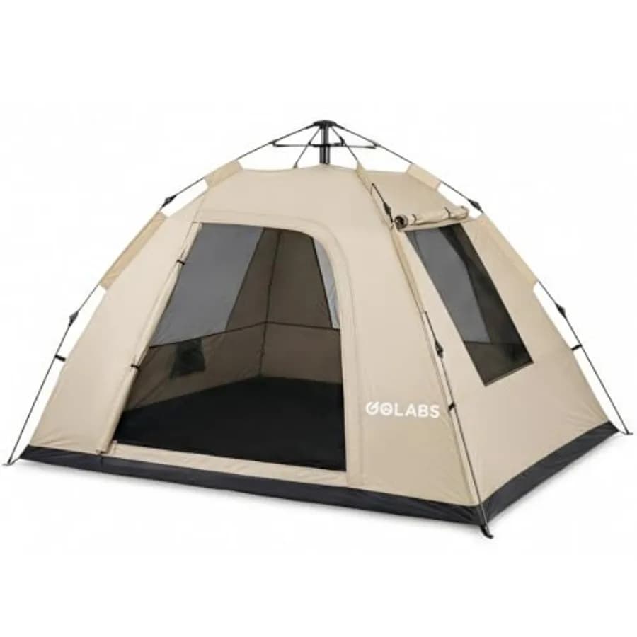 Tenda da campeggio pop-up per 3/4 persone, montaggio in 1 minuto con palo preassemblato, 4 lati in rete e porta per vista e ventilazione, tenda a baldacchino istantanea CT2 con