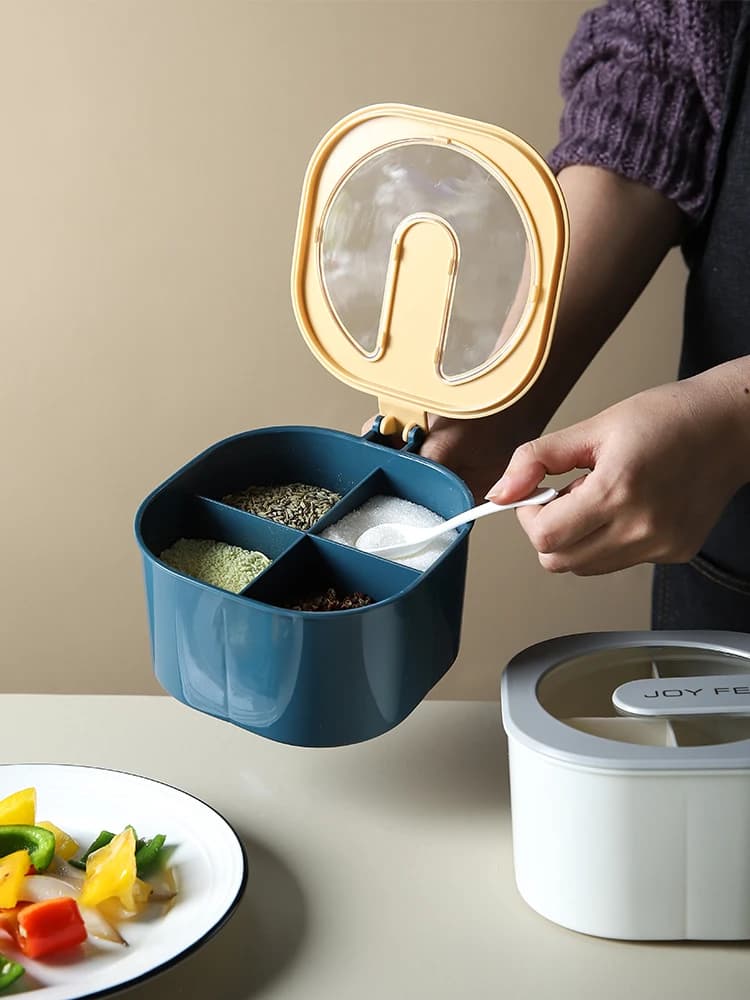 Set di contenitori per spezie da cucina, organizer per contenitori per sale, pepe e zucchero multiscomparto