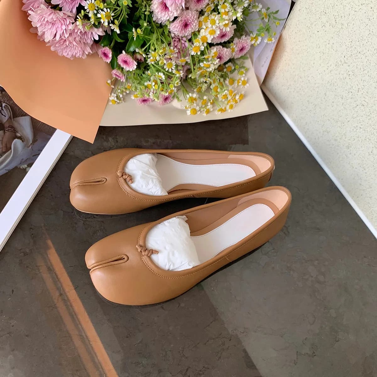 Scarpe da ballo nere con punta divisa Scarpe da donna Mary Janes Dress Mocassini Ballerina Zapato Mujer