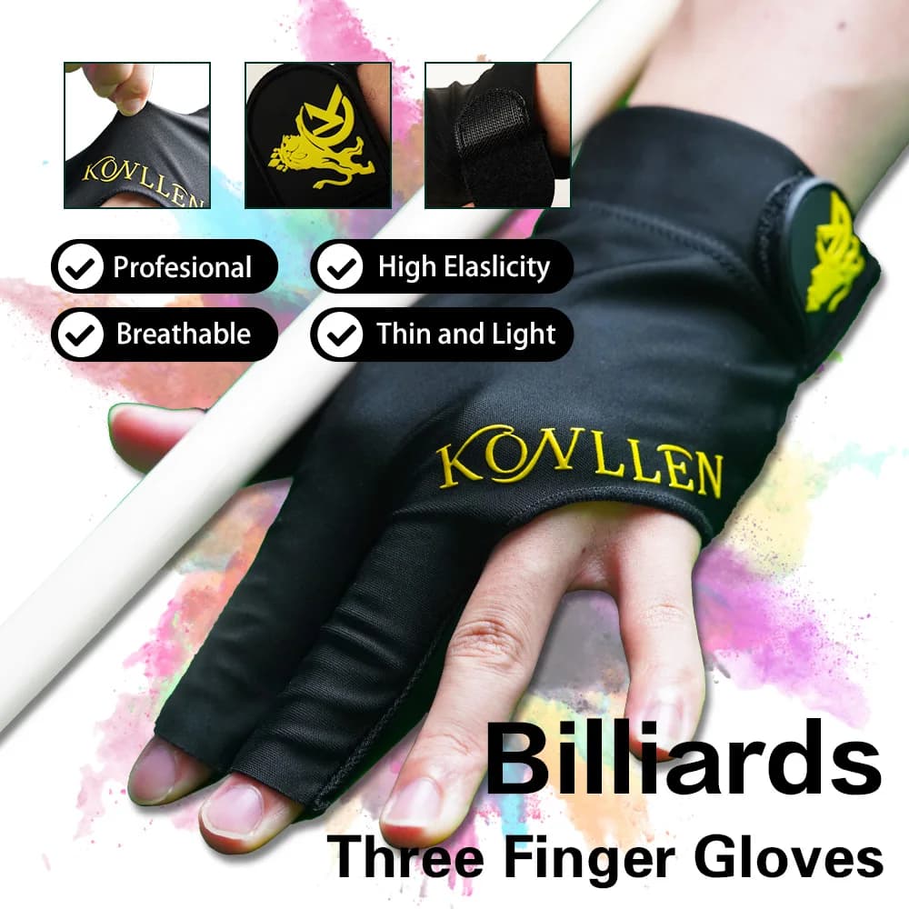 Guanti da biliardo KONLLEN con guanti senza dita per mano sinistra/destra Guanti da biliardo/canna da biliardo durevoli per accessori da biliardo