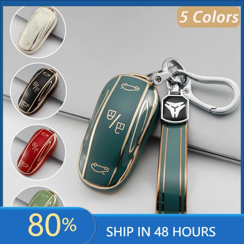 Adesivi per auto Nuovo TPU Chiave a distanza per auto Custodia a copertura completa Shell per Tesla Modello 3 Y Modello S Modello X Supporto per accessori chiave intelligente per auto F
