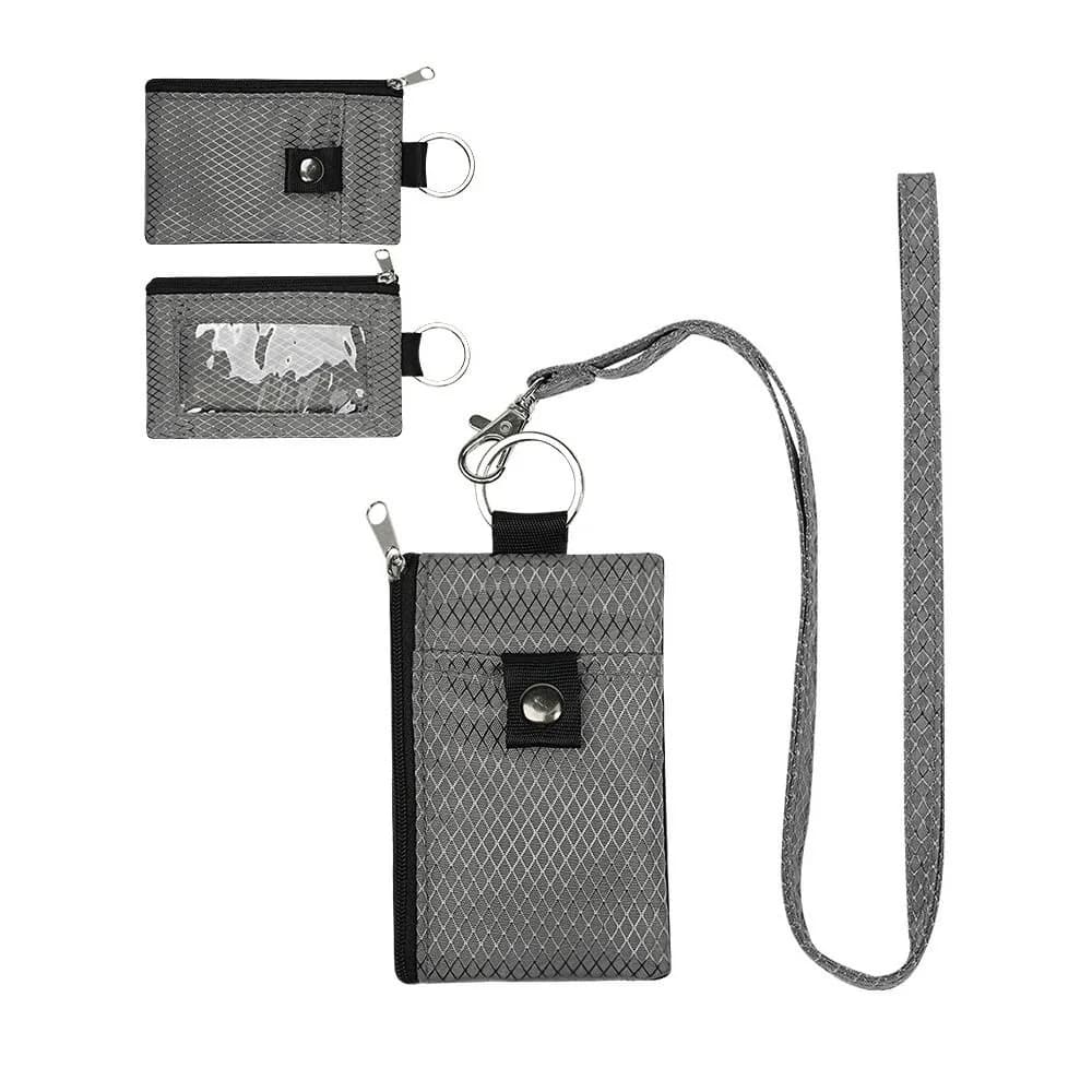 Portable Waterproof RFID Blocking Wallet Zipper Case Lanyard Keychain ID Window Wallet Slim Design EDC Pouch Travel Use