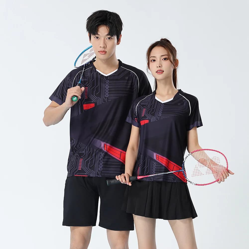 Women Two Piece Badminton Set Ping Pong Shirts Breathable Men Tennis Outfit Volleyball Training Competition Team Uniforms