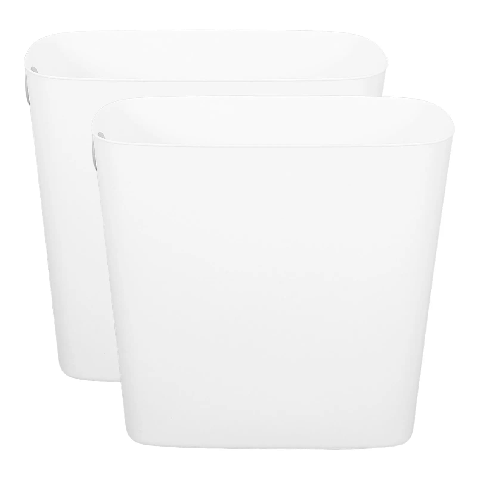 Set di 2 Cestini per Rifiuti Sottili Bianchi, Contenitori in Plastica per Bagno, Cucina, Ufficio, Camera da Letto, Bidone per Riciclaggio