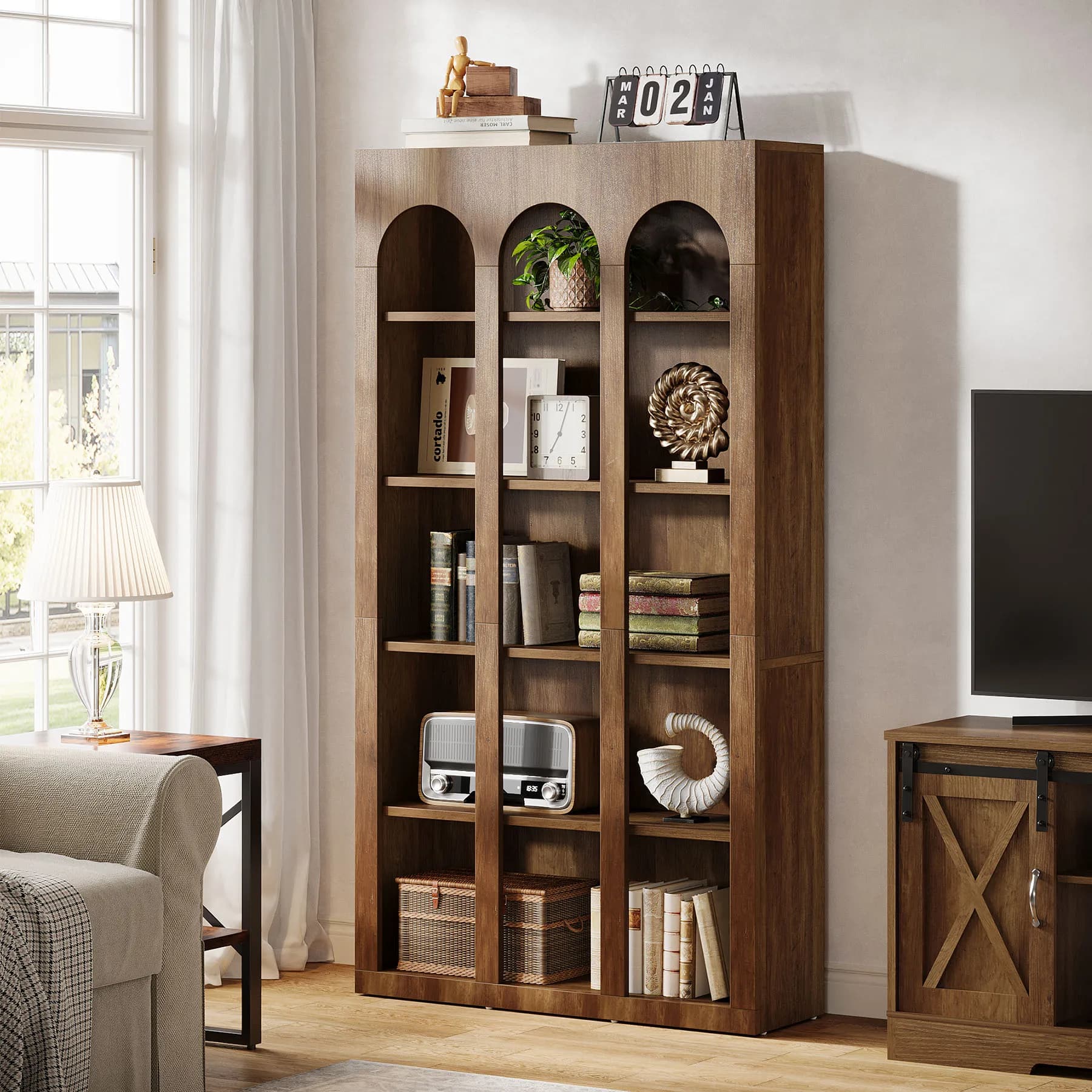 Libreria Tribesigns da 180 cm, Scaffale a 5 Ripiani con Mensole Aperte, Libreria Alta Vintage per Organizzazione