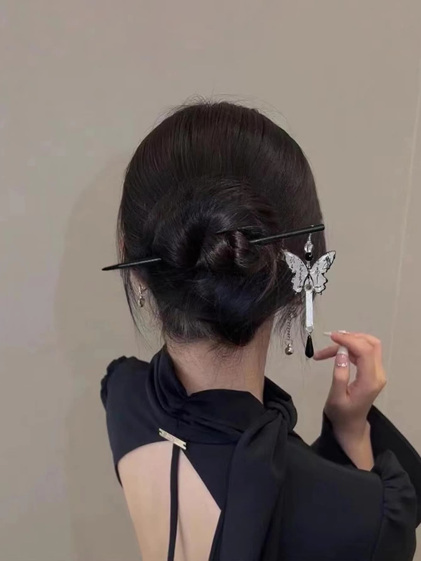 1 pz Fermaglio per capelli a farfalla con nappa, elegante accessorio per capelli Hanfu da donna, fermaglio cinese Qipao Step Shake